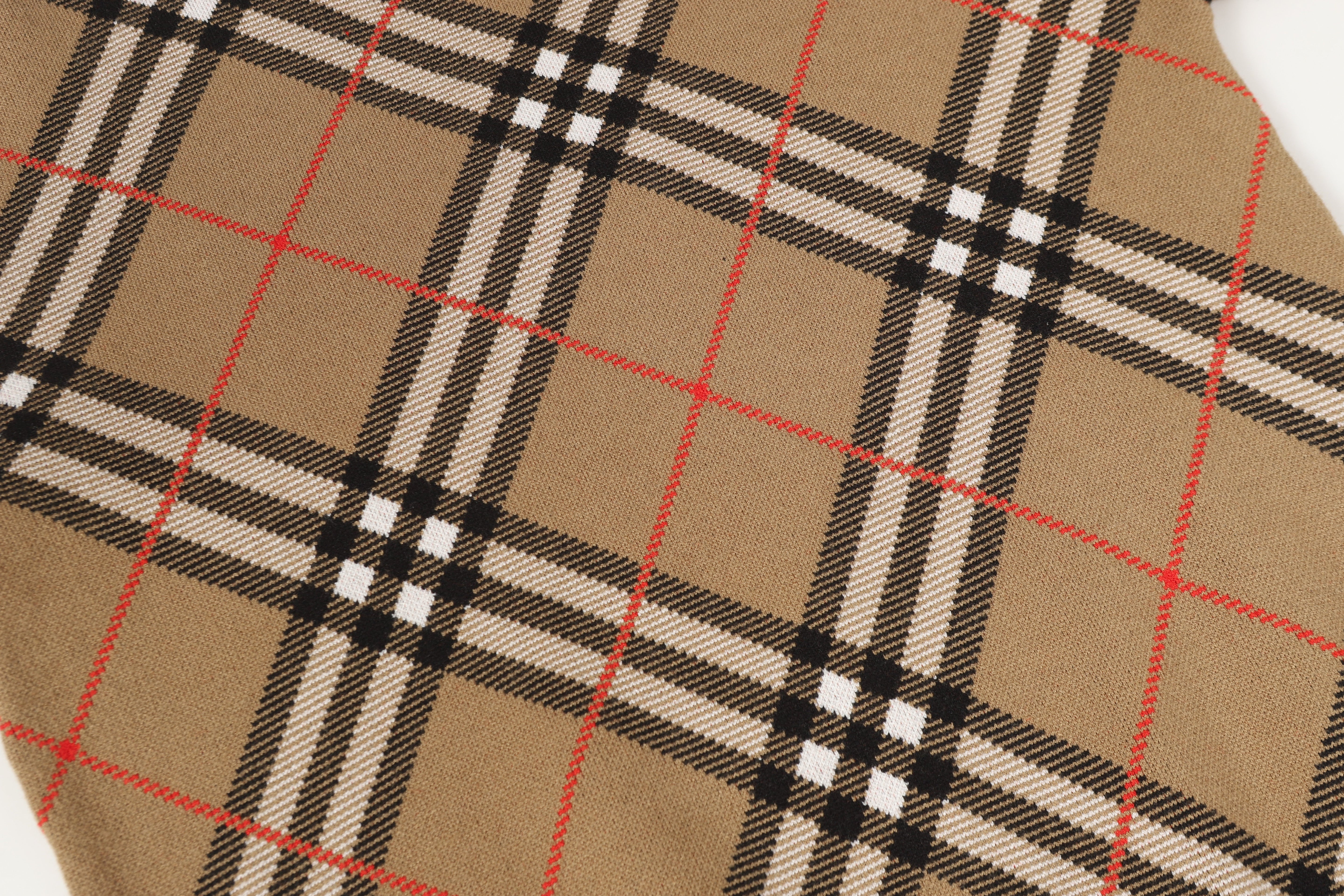 Giant Check Diamond Intarsia Wool Crewneck | Archive Beige