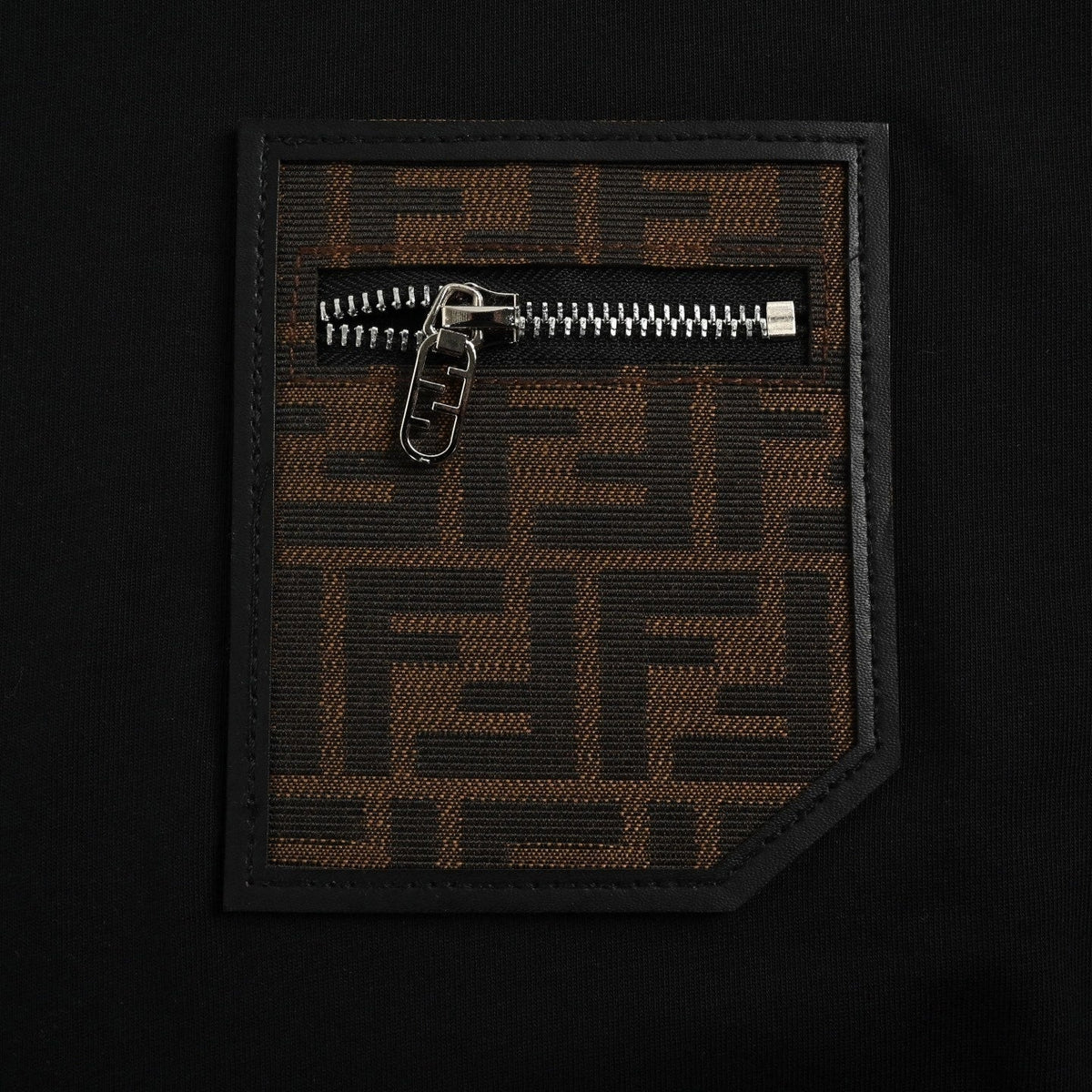 FF Monogram Zip Pocket Cotton T-Shirt