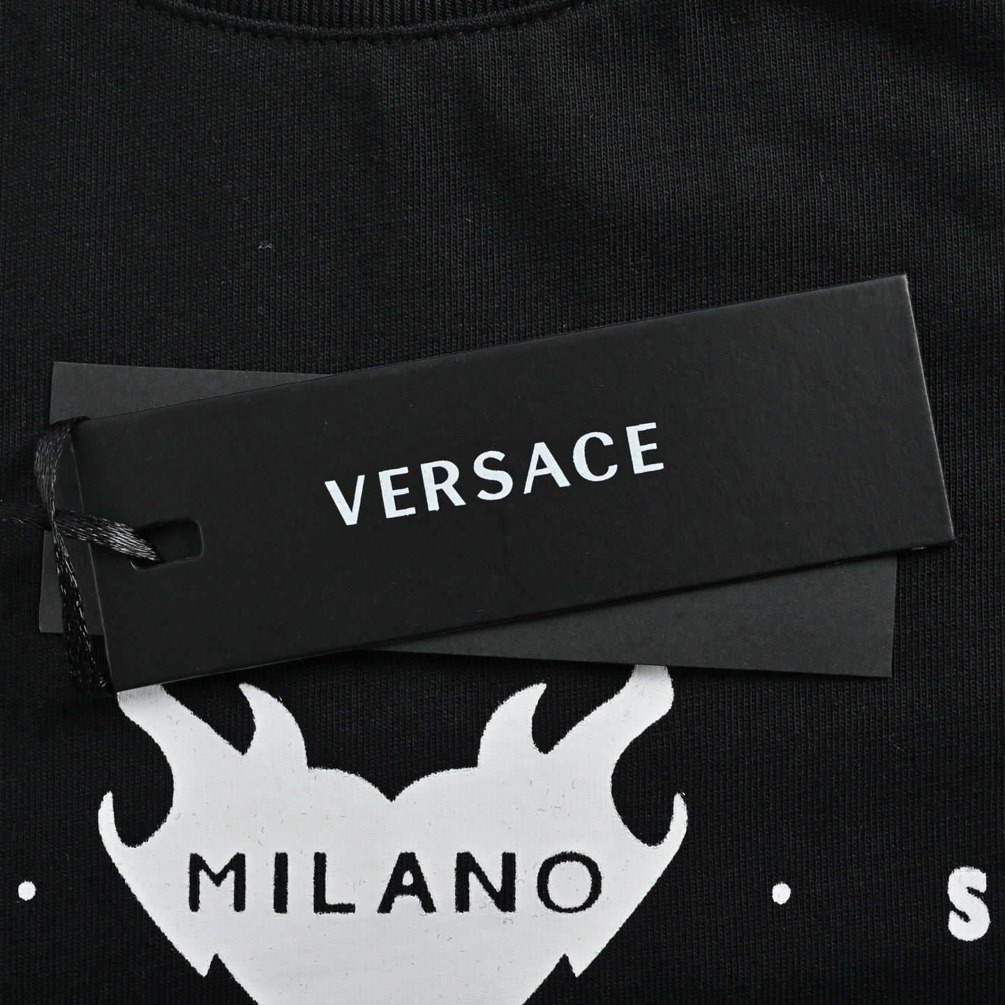 'Via Gesù 12' Flame Logo T-Shirt - Black