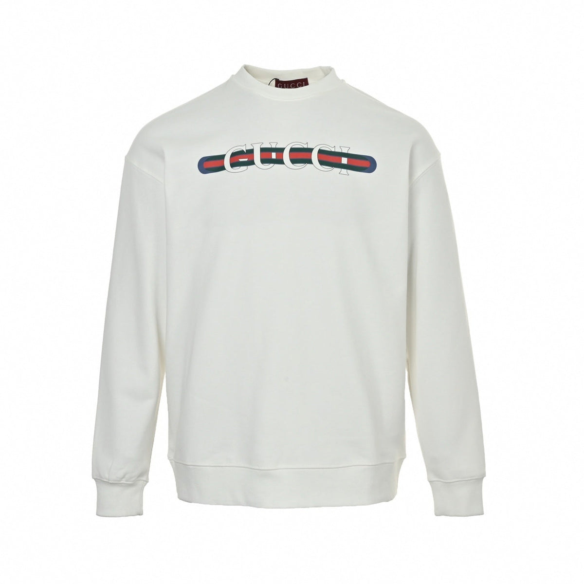 Web Stripe Logo Crewneck Sweatshirt - White
