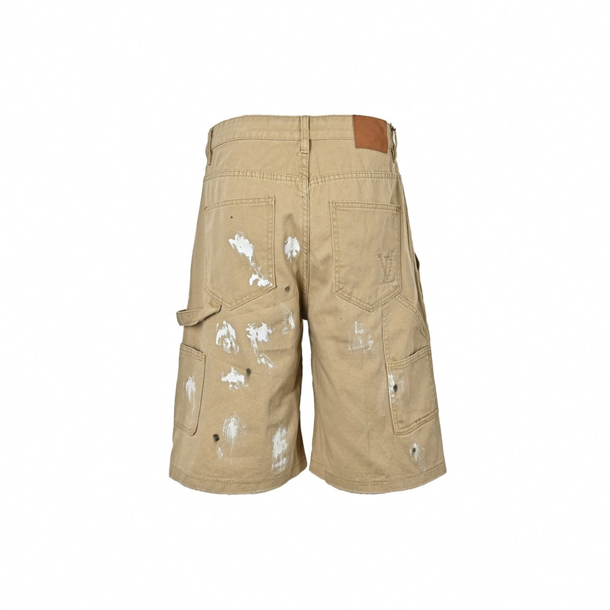Painted Canvas Carpenter Shorts | Beige