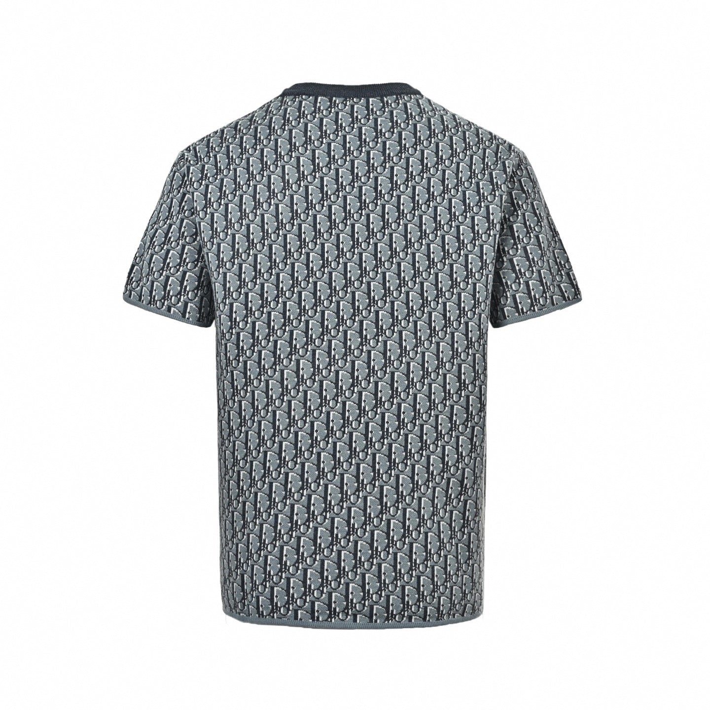 Oblique Jacquard Short-Sleeve Knit T-Shirt | Grey/Navy
