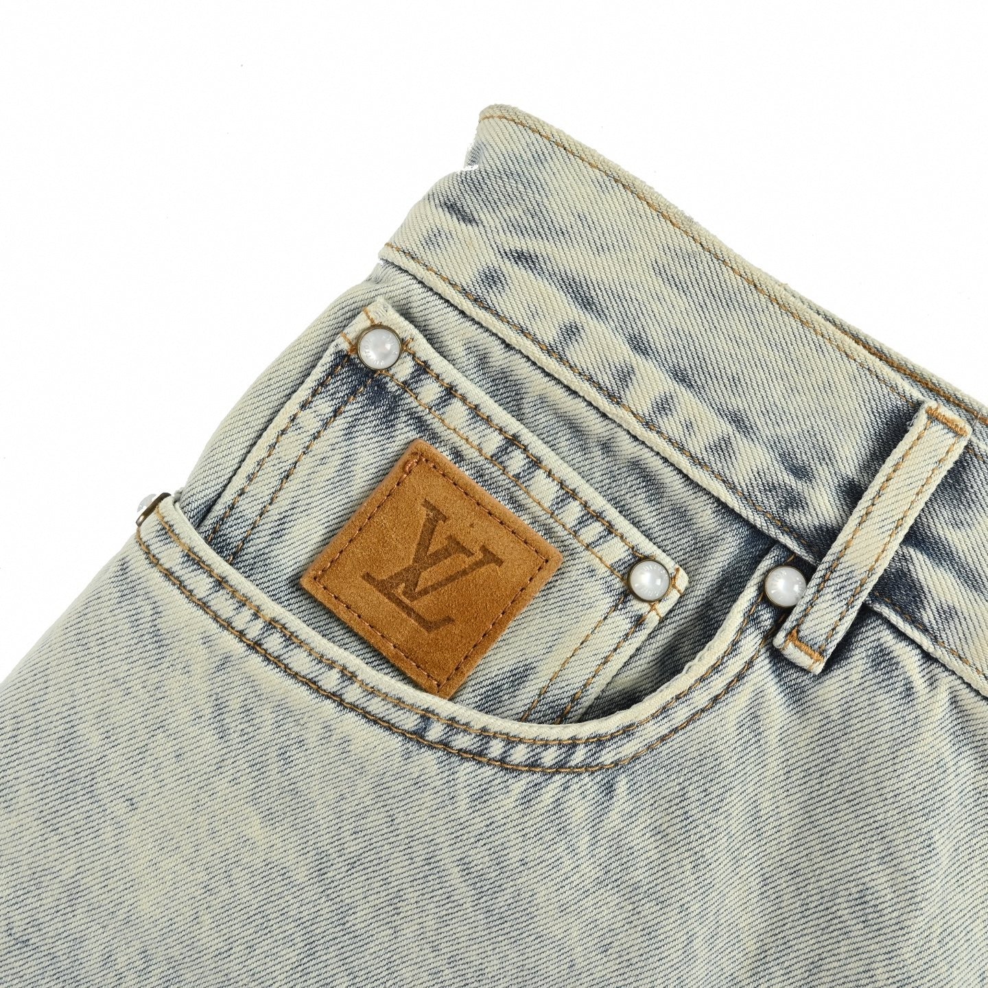 Monogram Embroidered Denim Shorts | Light Blue