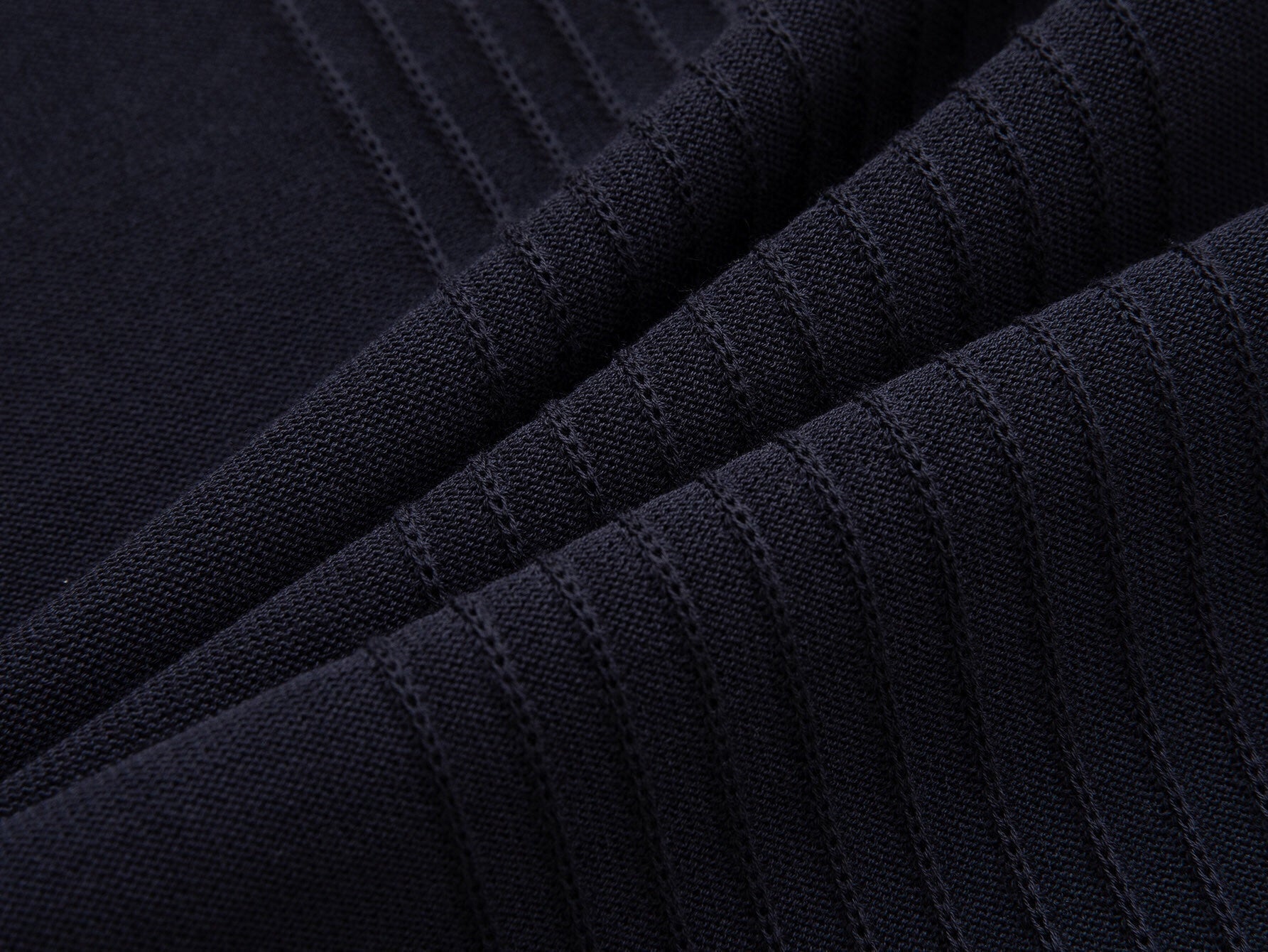 Vertical Ribbed Knit T-Shirt | Navy Blue