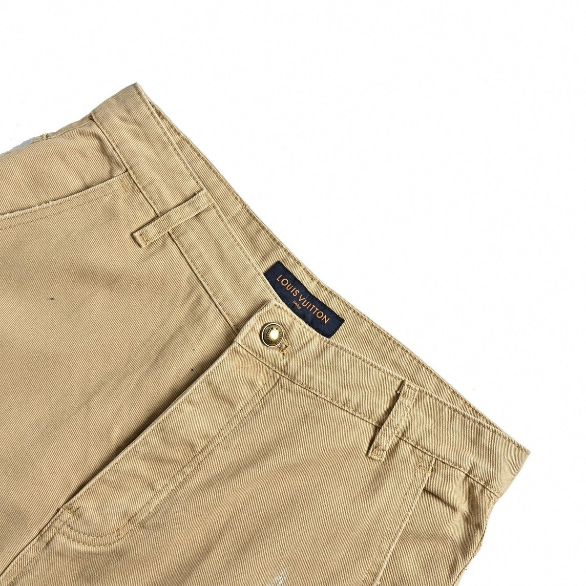 Painted Canvas Carpenter Shorts | Beige