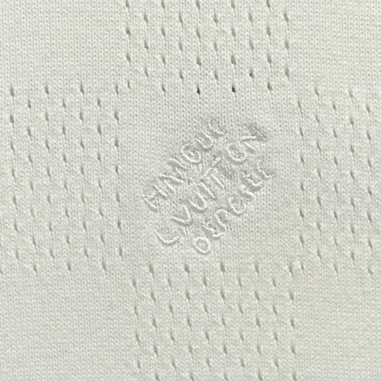 Pointelle Damier Knit T-Shirt | White