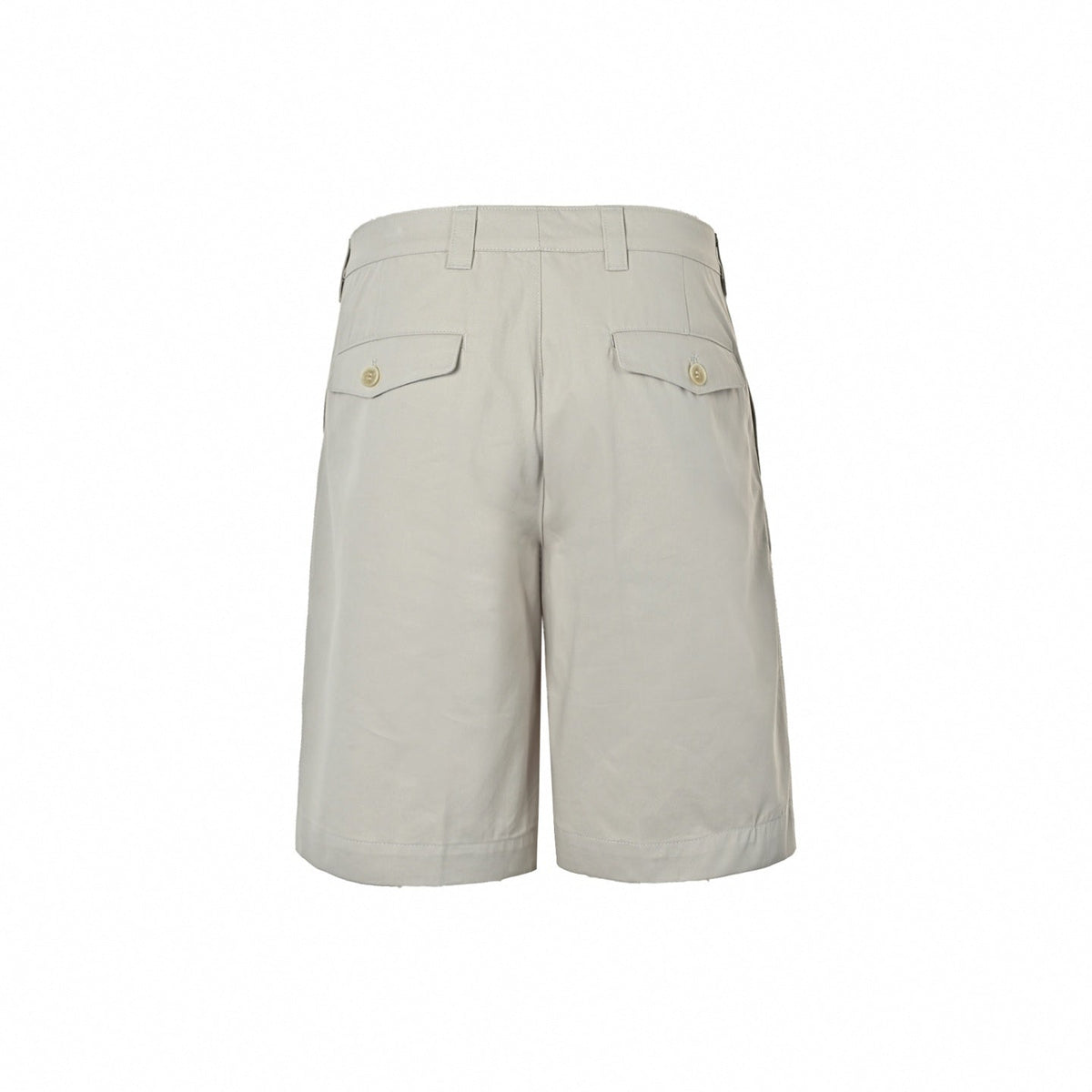 Pleated Cotton Bermuda Shorts | Beige
