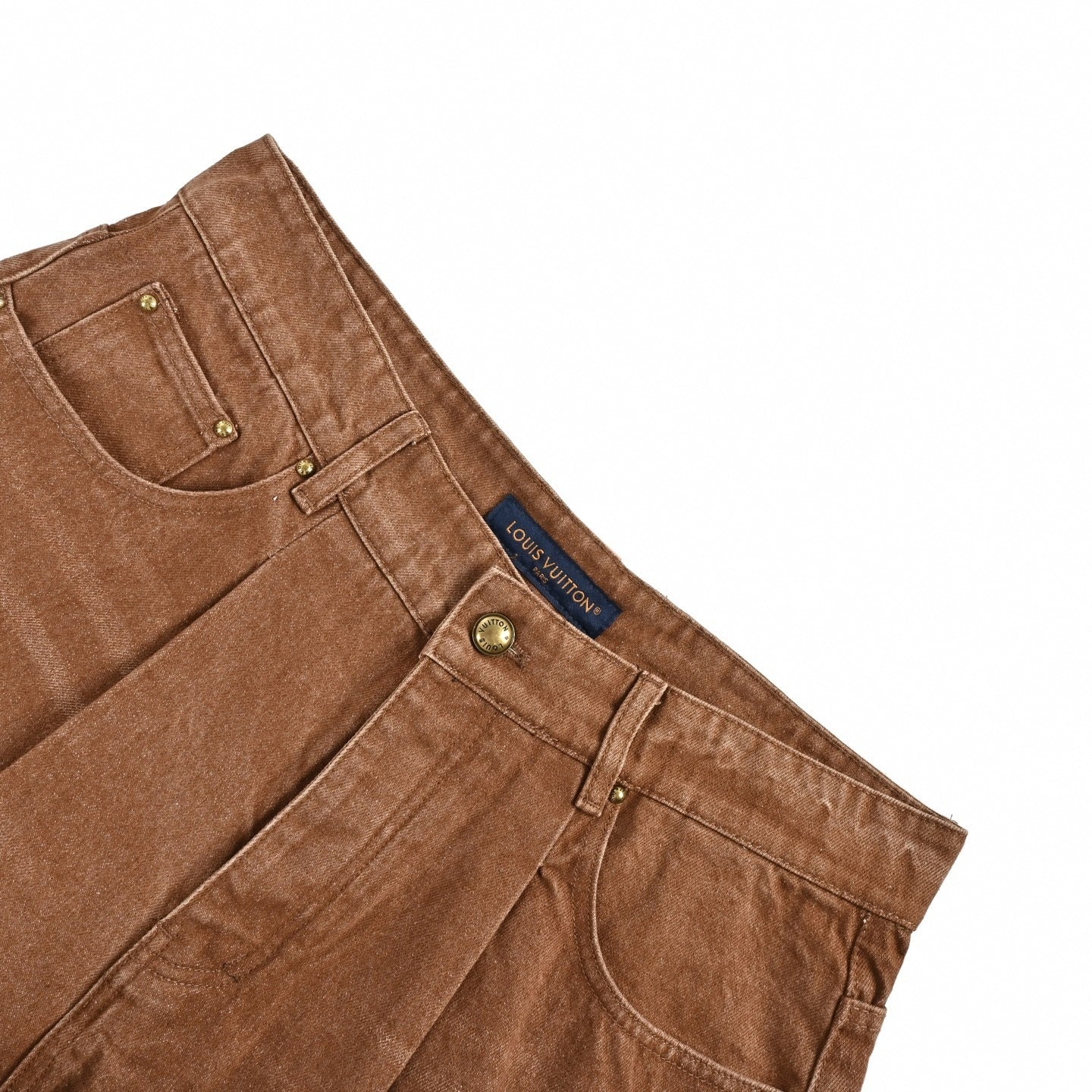 Washed Pleated Denim Shorts | Brown
