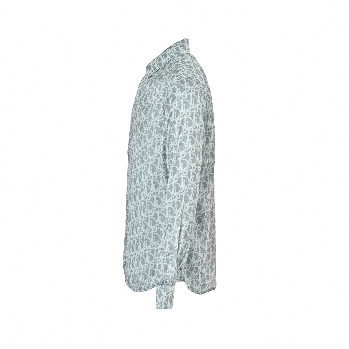 Silver-Grey Oblique Silk Button-Down