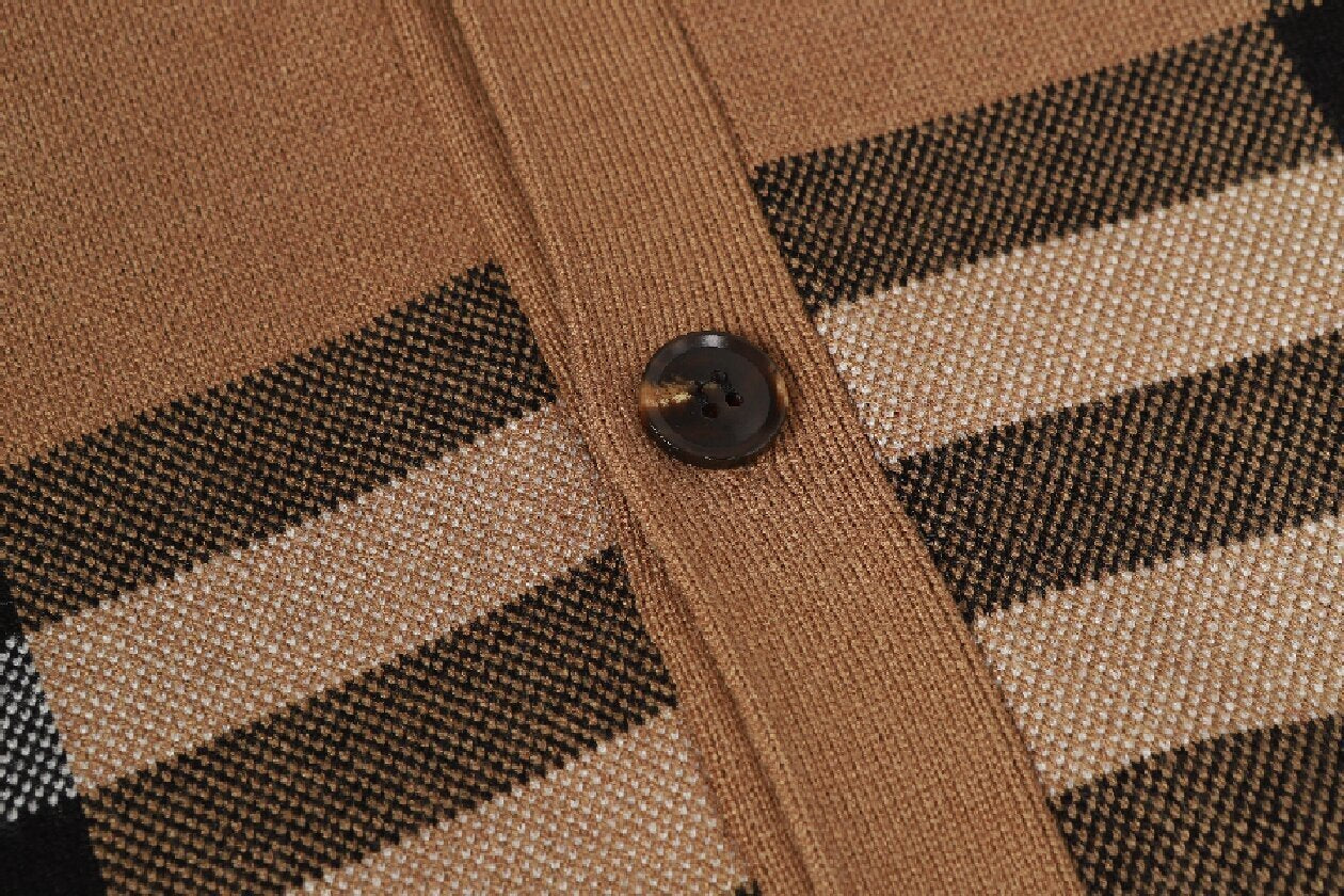 Giant Check V-Neck Cardigan | Archive Beige