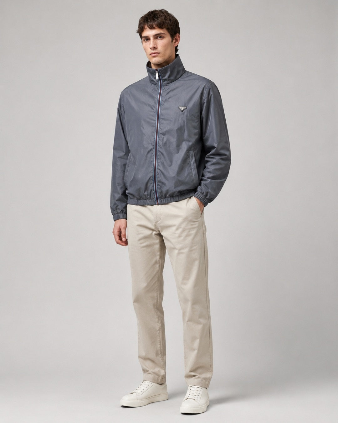 Triangle Logo Nylon Jacket - Grey