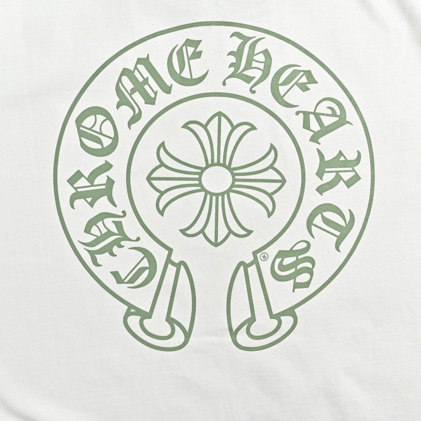 Horseshoe Logo Ringer T-Shirt | White & Olive Green