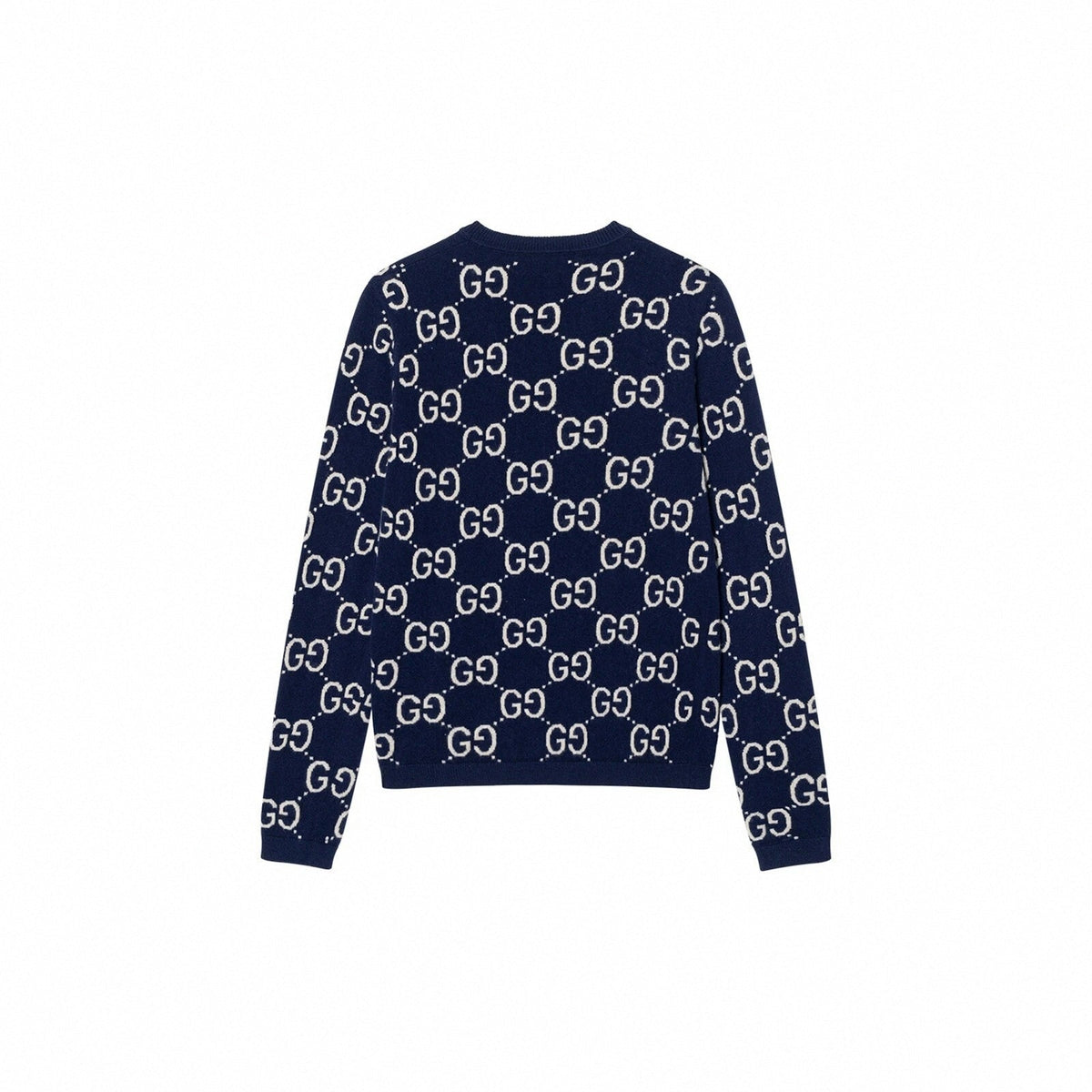 Cotton Wool Picot Trim Sweater - Navy