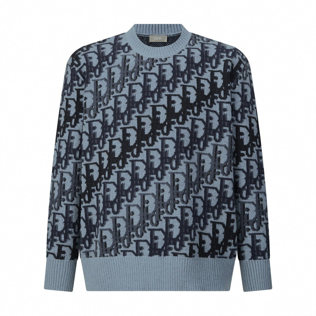 Oblique Terry Cotton Jacquard Crewneck | Blue