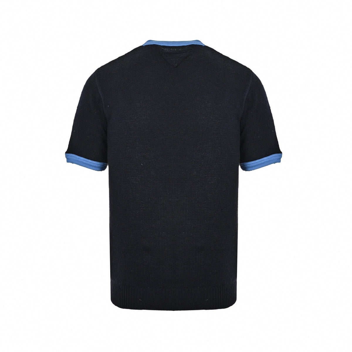 Contrast-Trim Knit T-Shirt | Navy Blue & Light Blue