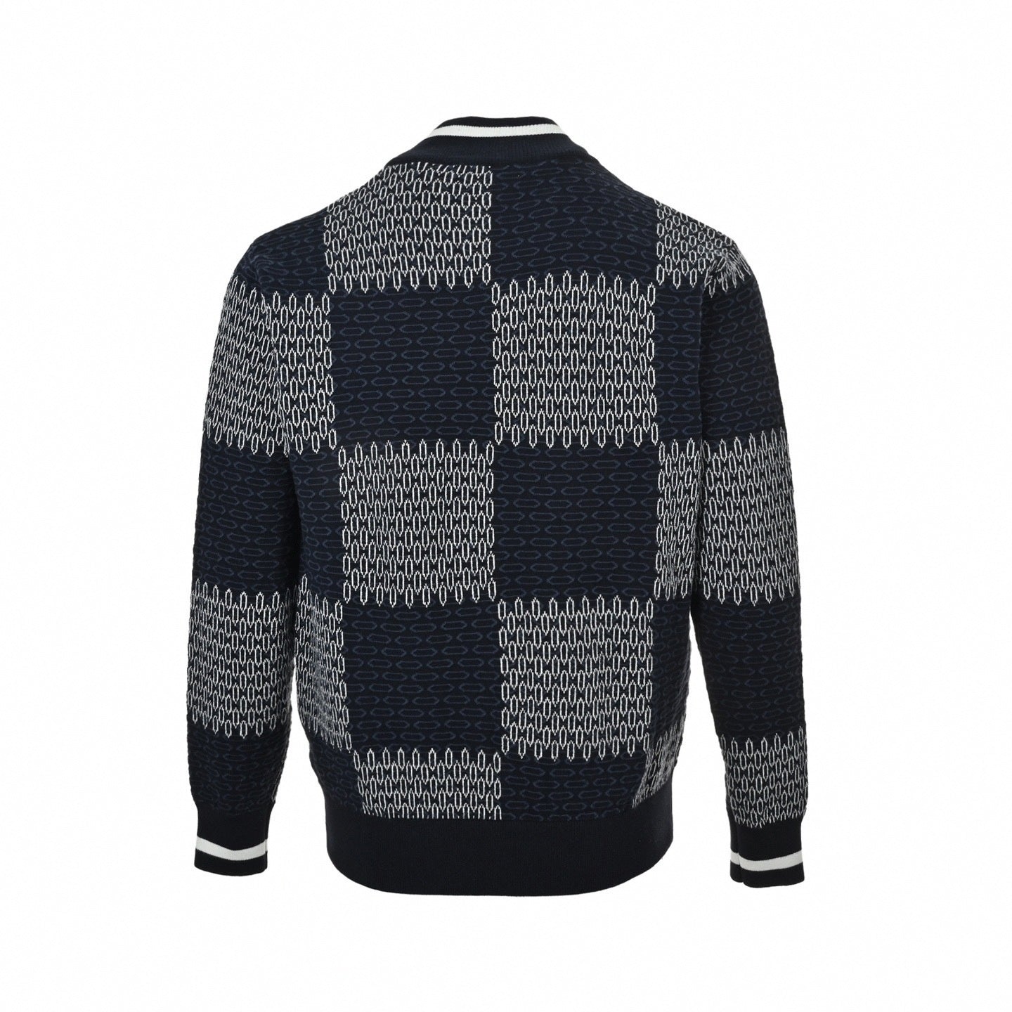 Damier Chain Link Zip-Up Knit | Navy