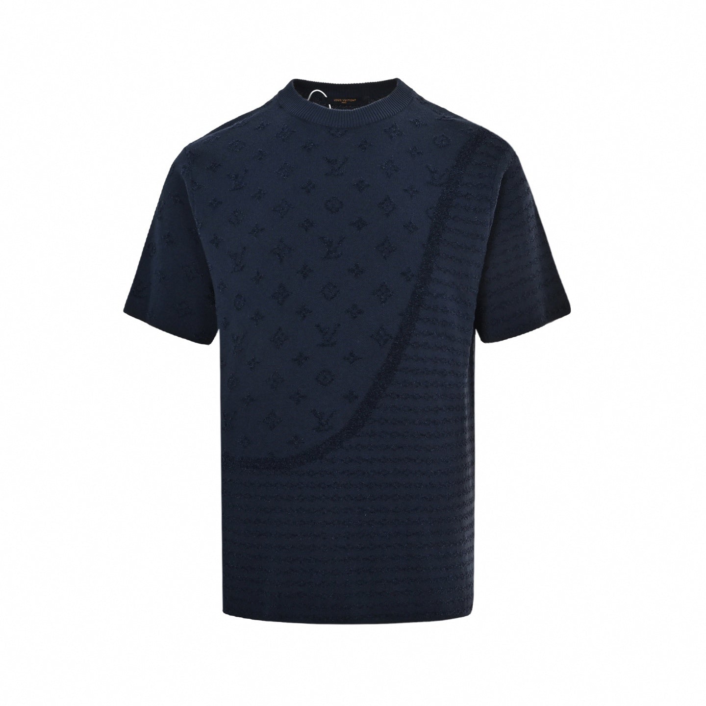 Monogram Intarsia Knit T-Shirt | Navy