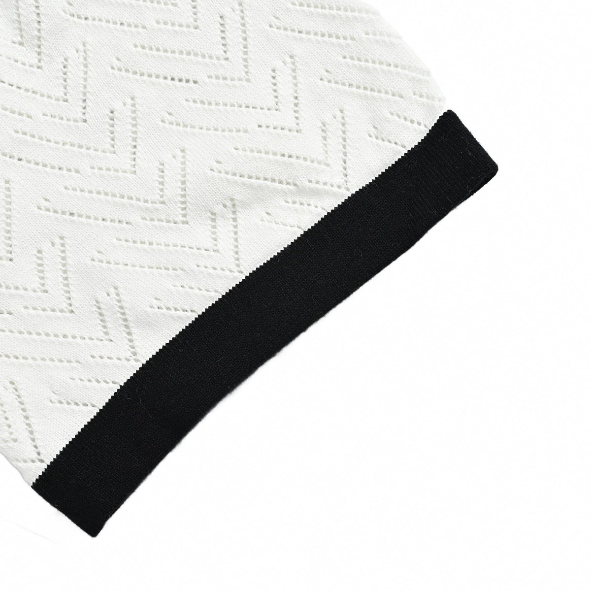 Chevron Pointelle Polo - White