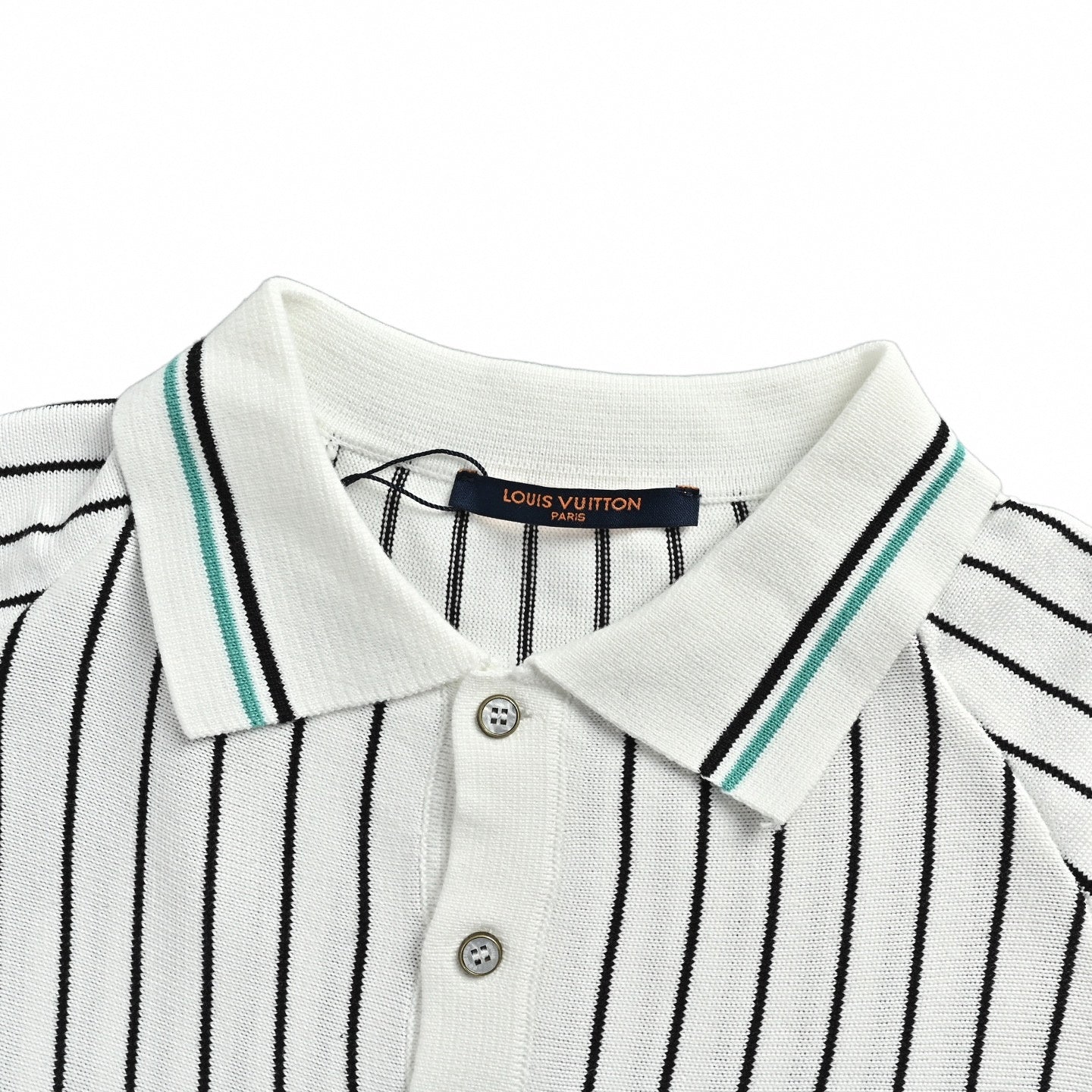 Striped Knit Polo | White