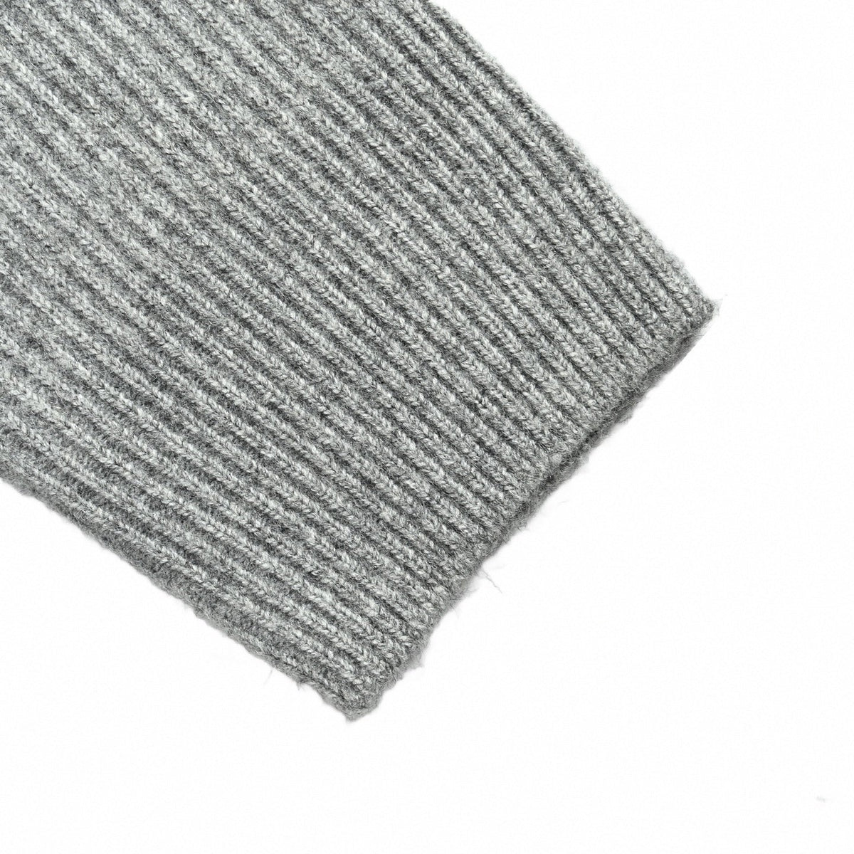 Embroidered Logo Ribbed V-Neck Sweater - Grey