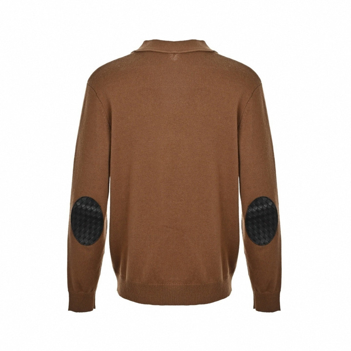 Cashmere Intrecciato Elbow-Patch Cardigan | Camel