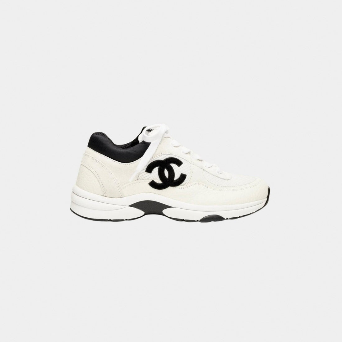 Mixed-Material CC Trainers - White/Black
