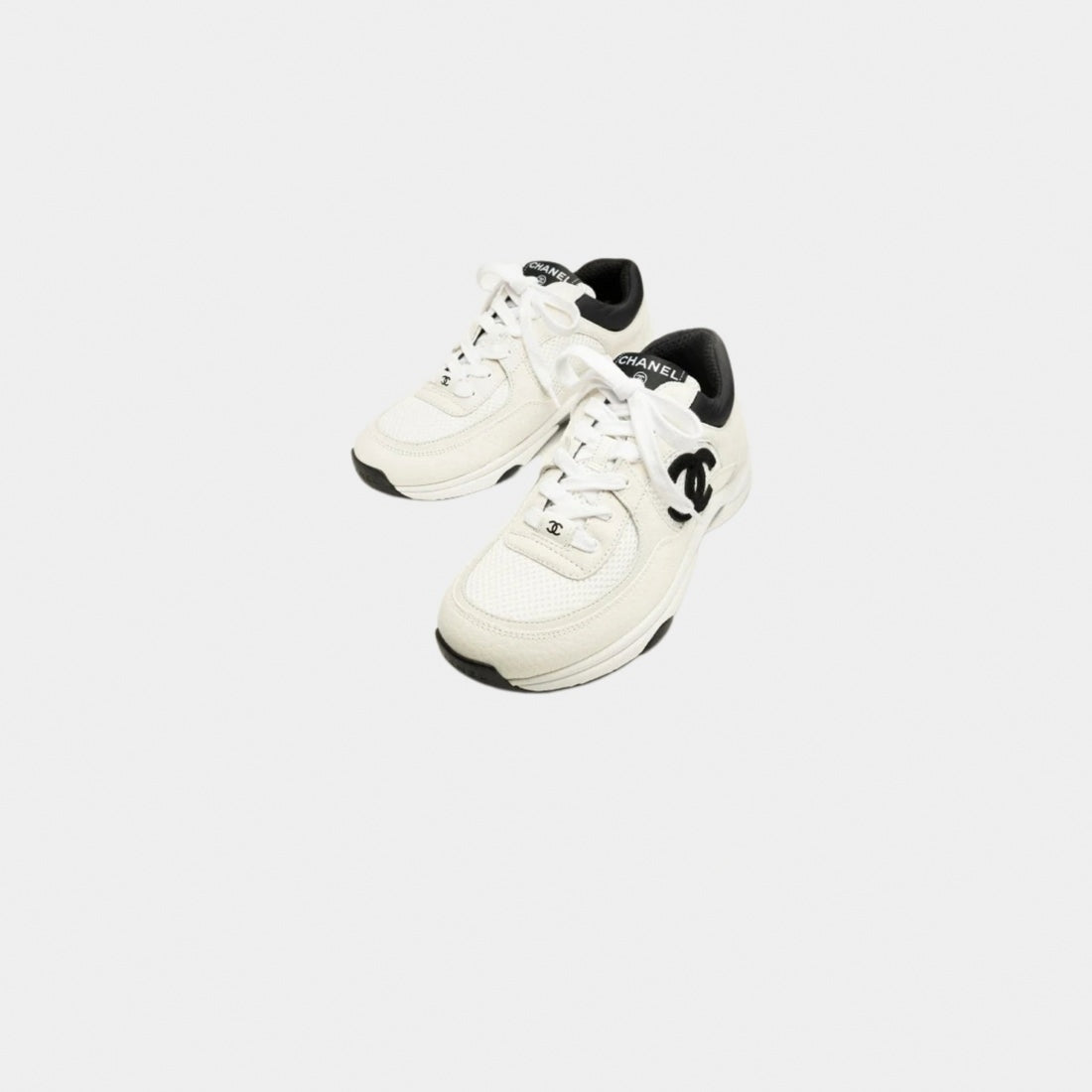 Mixed-Material CC Trainers - White/Black