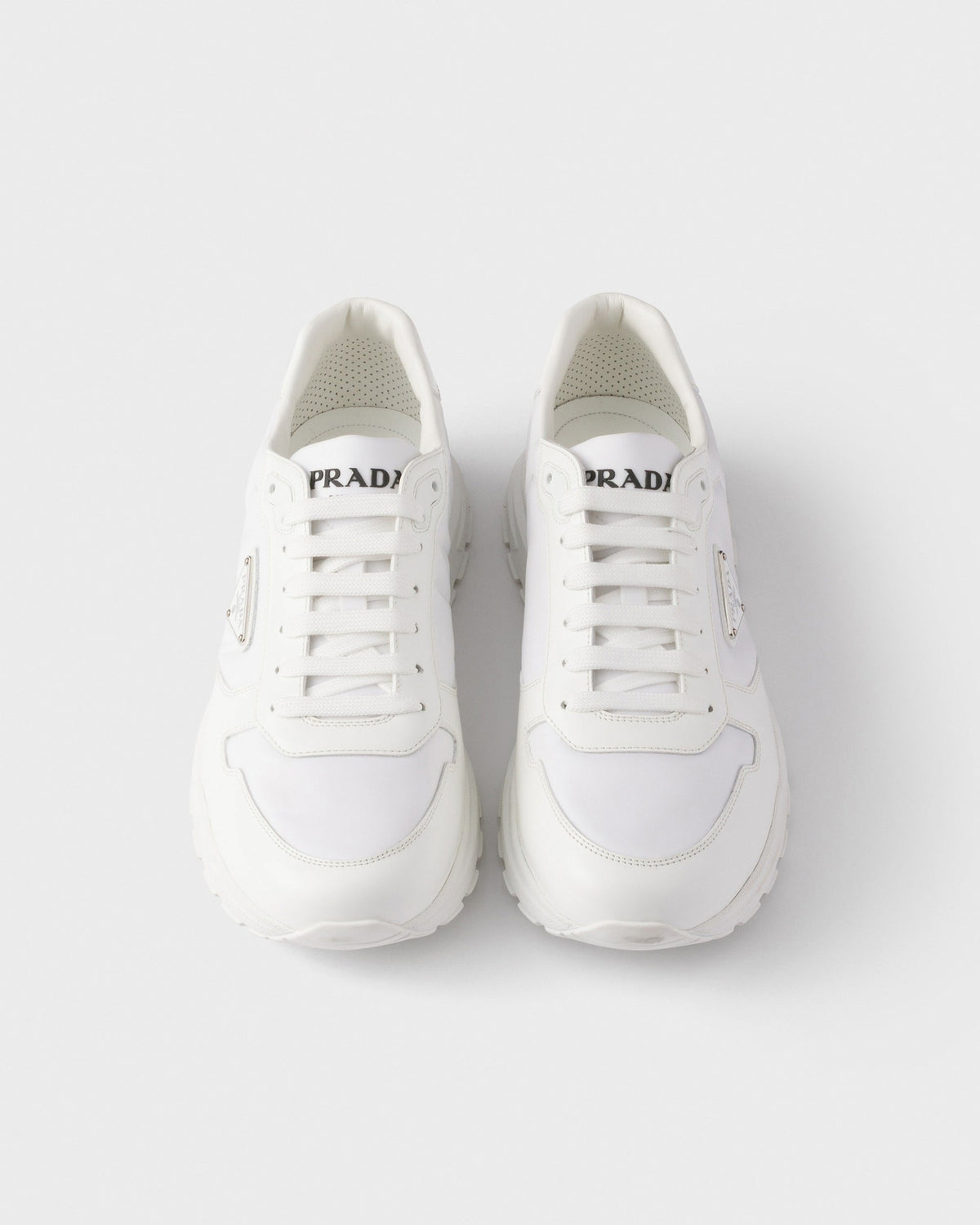 Re-Nylon and Leather Sneakers White