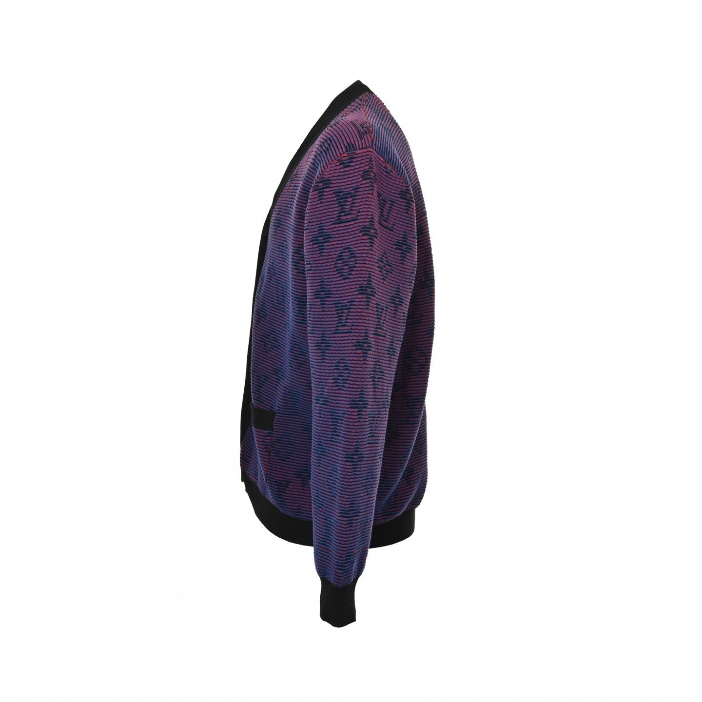 Gradient Monogram Ribbed Cardigan | Purple & Black