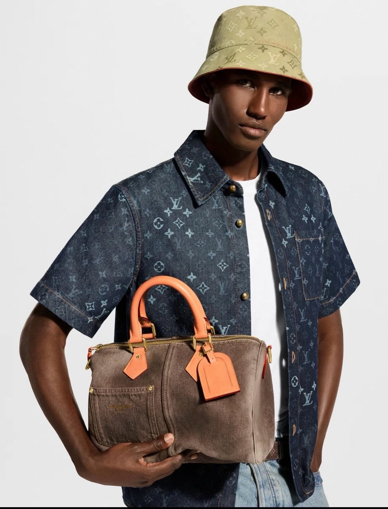 All-Over Monogram Denim Shirt | Dark Indigo