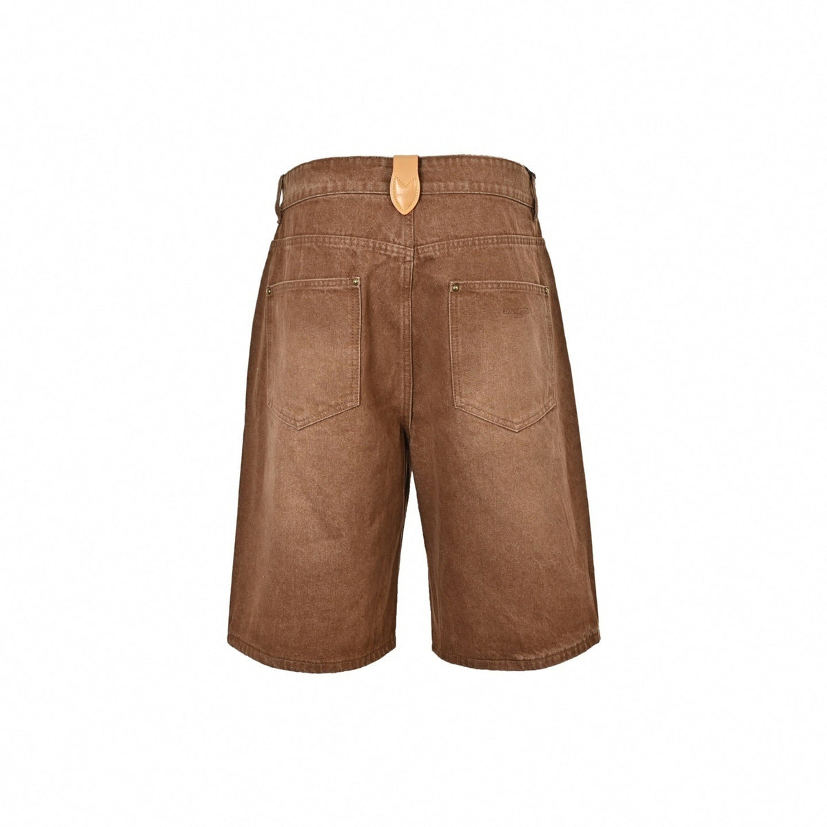 Washed Pleated Denim Shorts | Brown