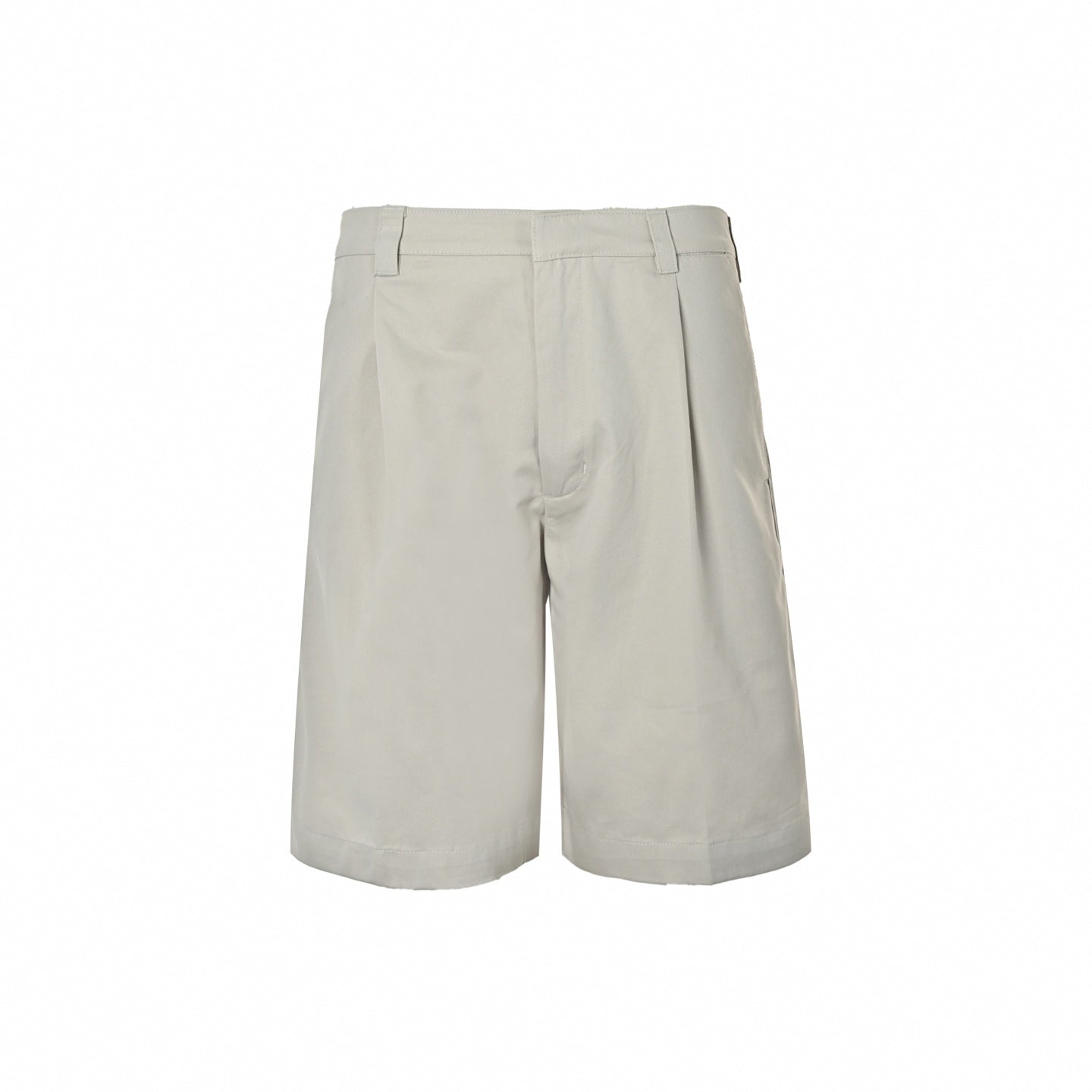 Pleated Cotton Bermuda Shorts | Beige