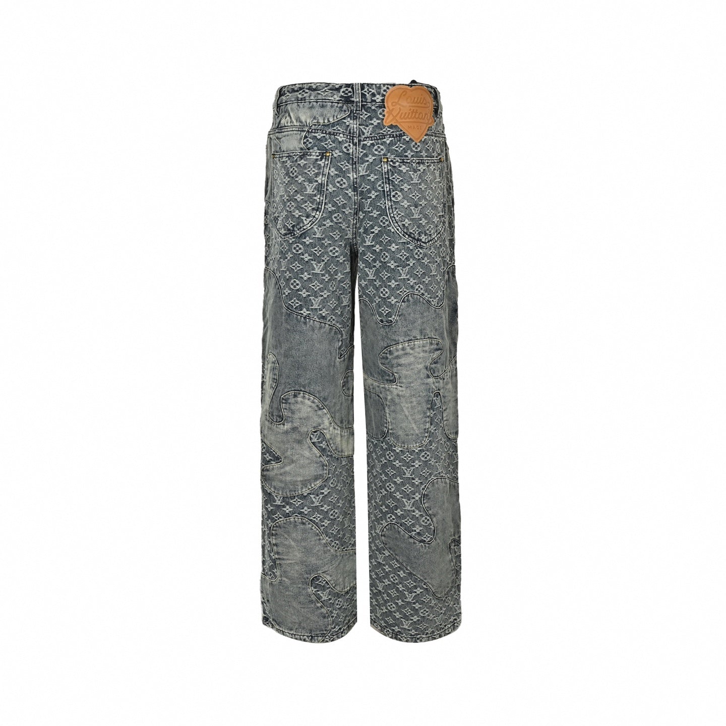 Washed Monogram Patchwork Baggy Denim