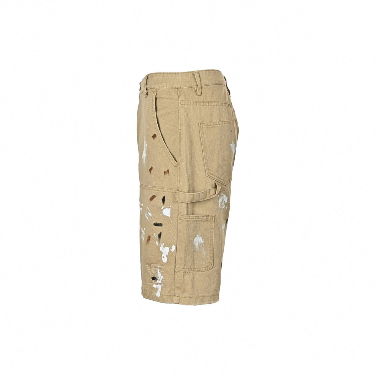 Painted Canvas Carpenter Shorts | Beige