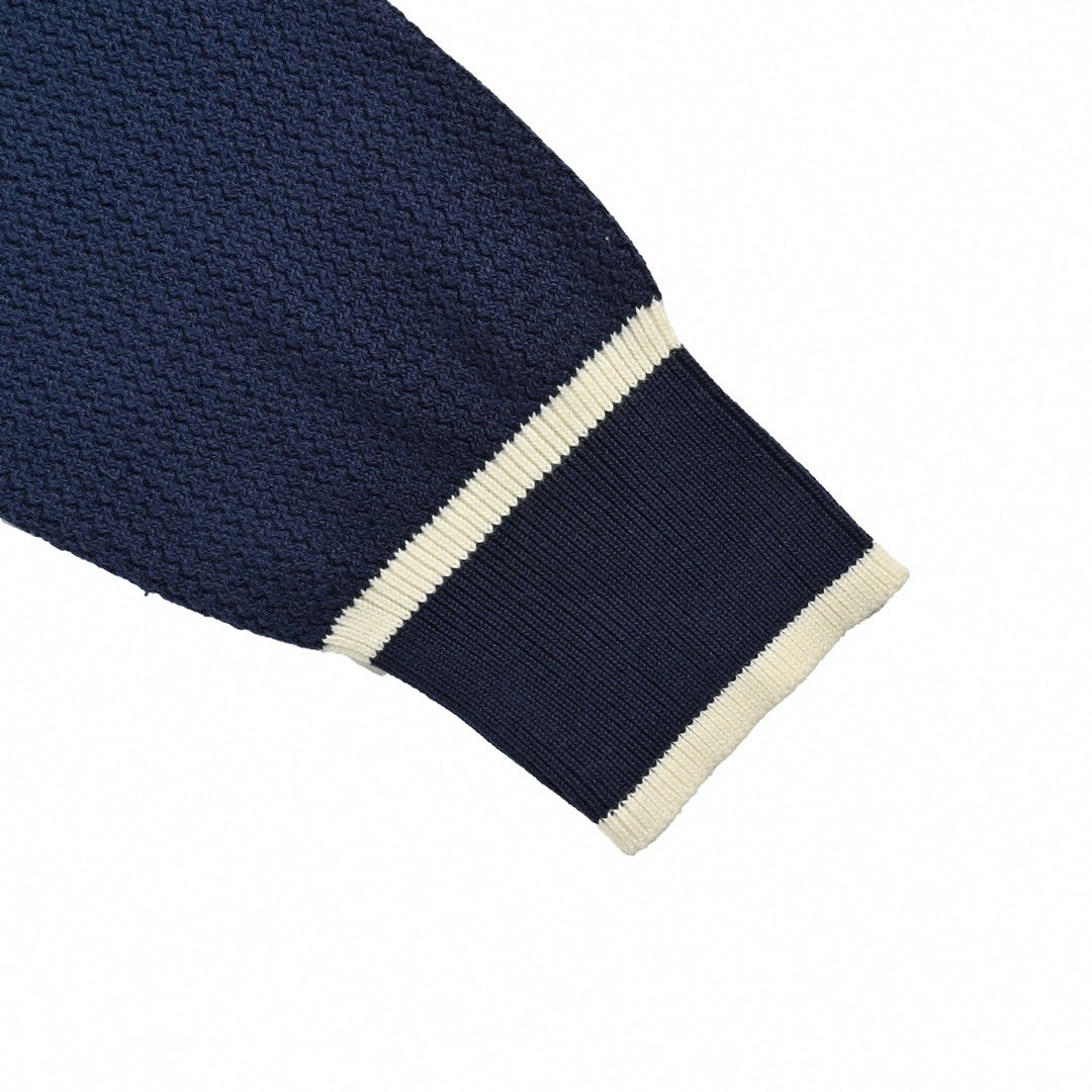 Interlocking G Striped V-Neck Wool Sweater
