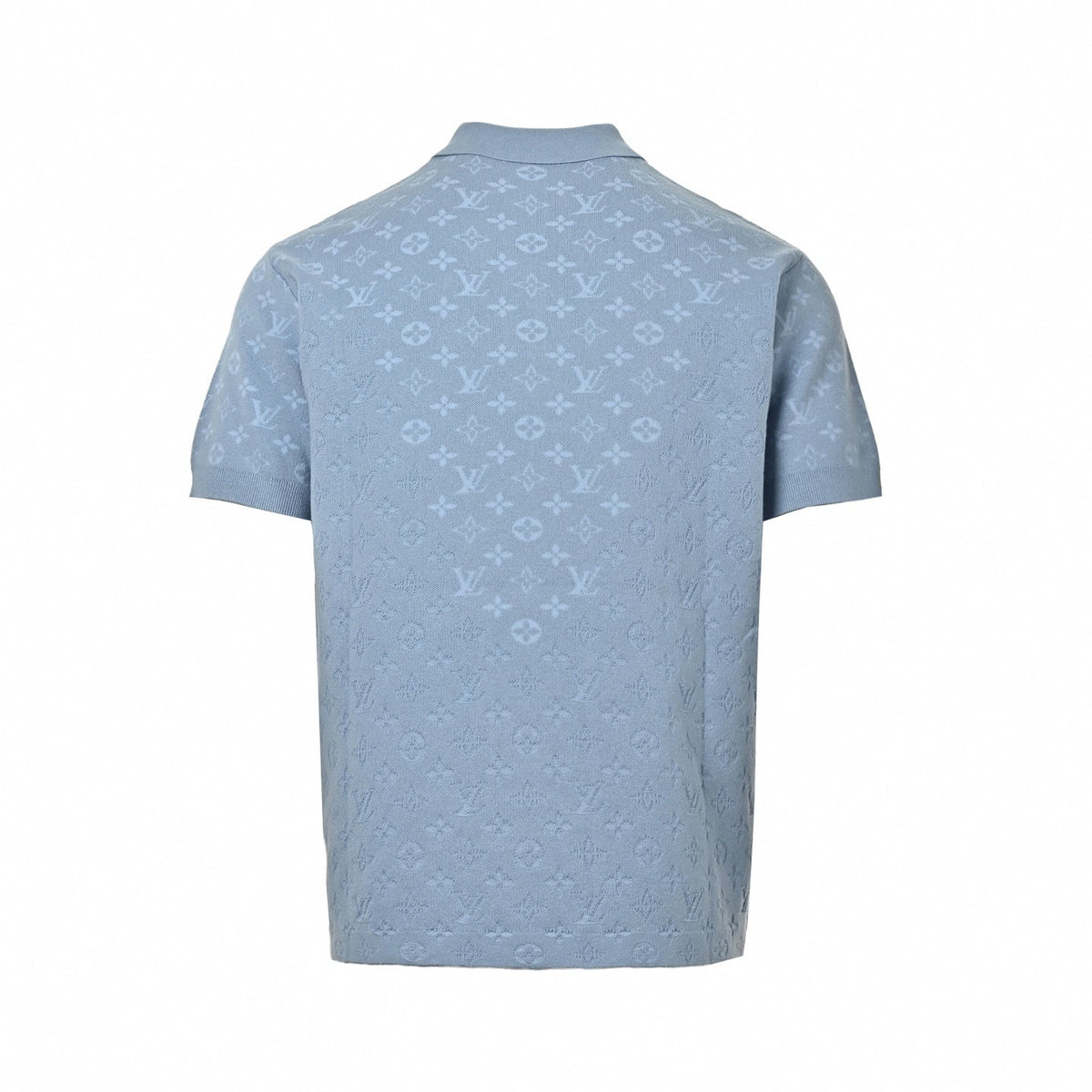 Monogram Jacquard Knit Polo Shirt - Light Blue