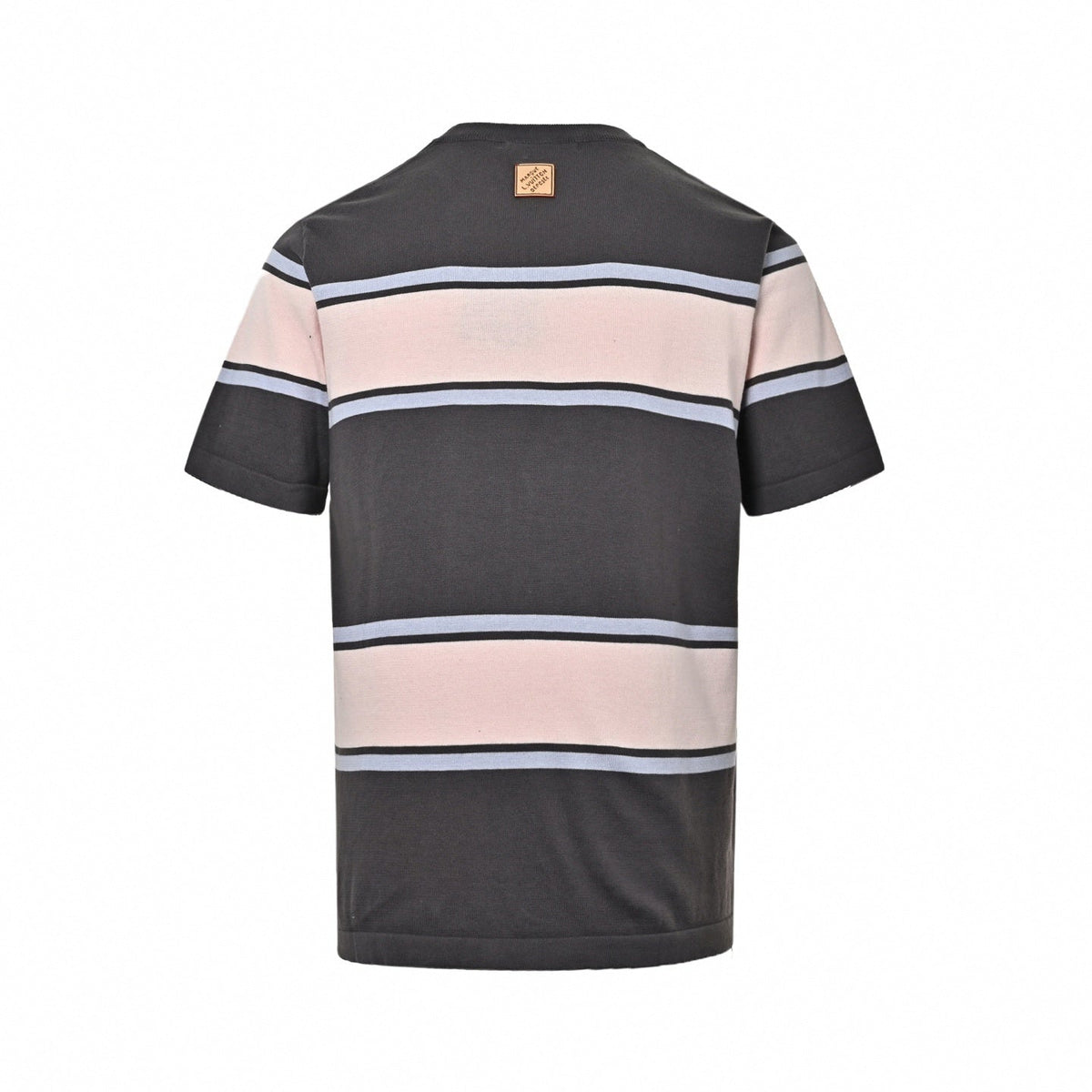 Striped Knit T-Shirt - Charcoal & Pink