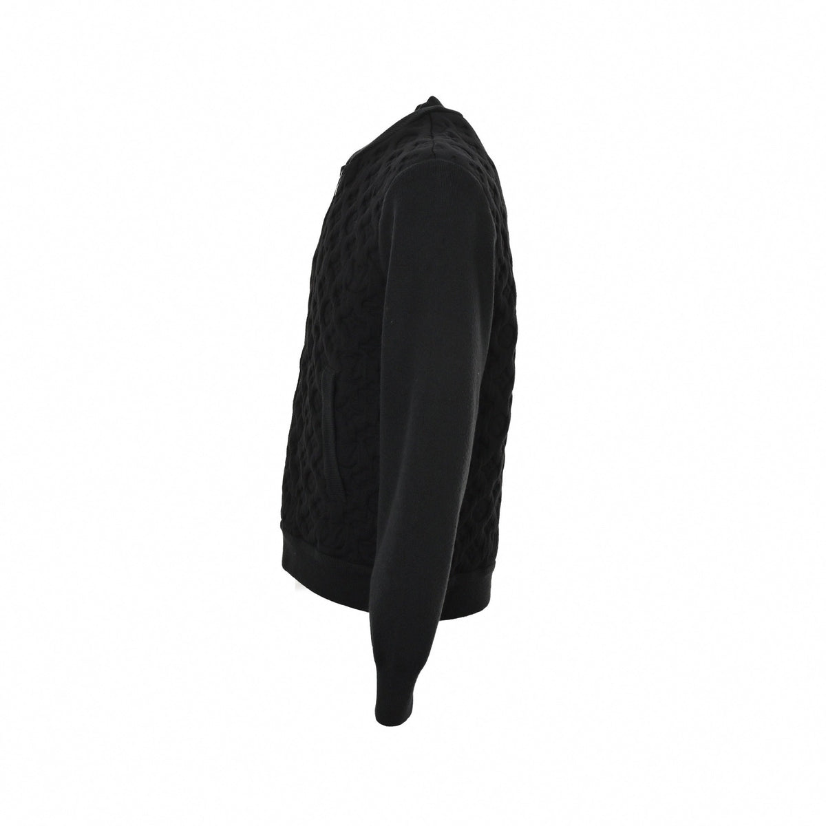 3D Monogram Relief Knit Bomber | Black