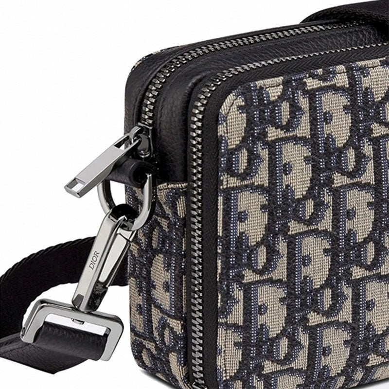 Shoulder Strap Pouch 'Beige Black Oblique Jacquard