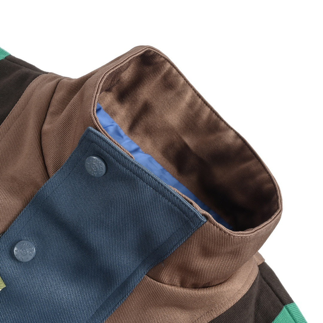 Multi-Panel Stripe Bomber Jacket