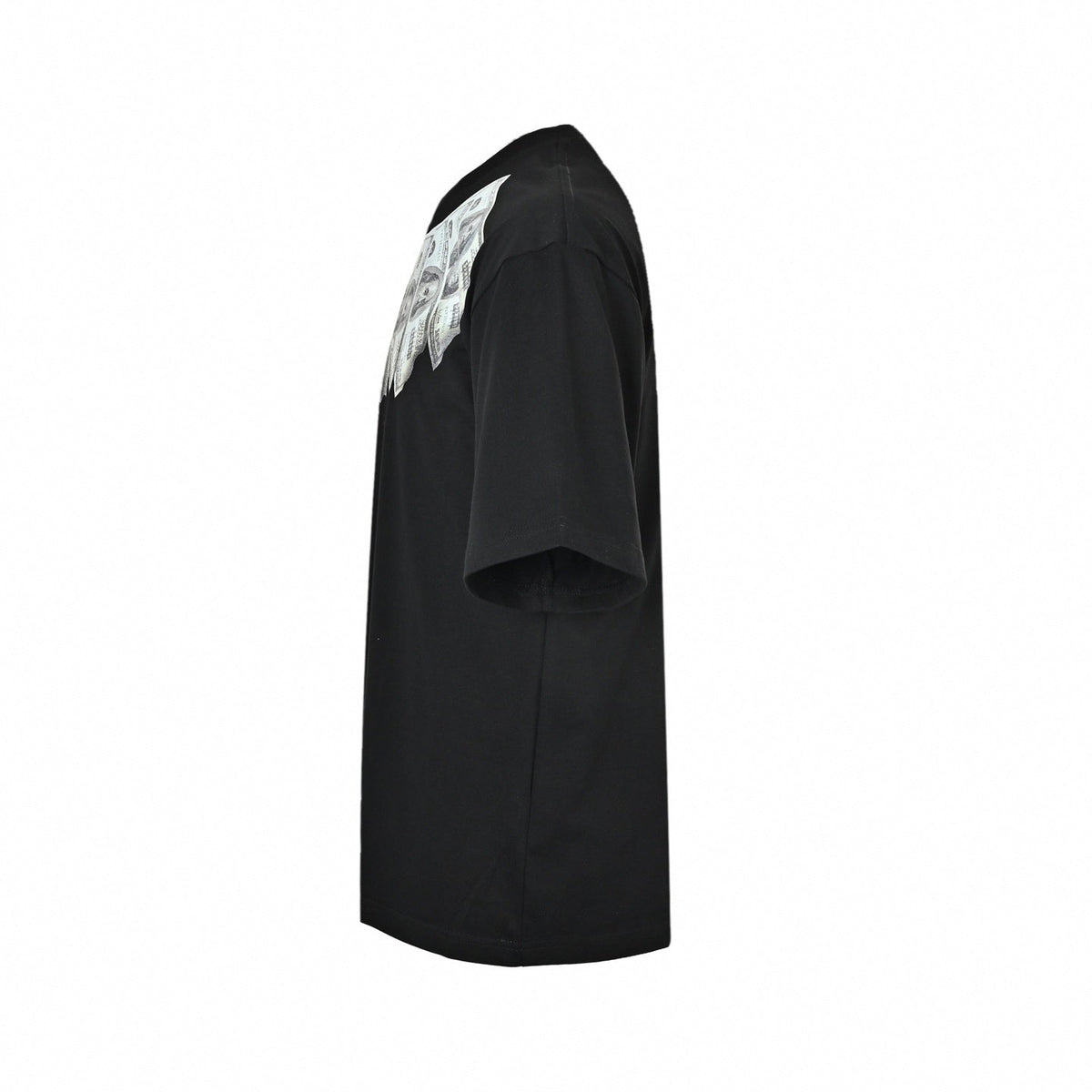 Trompe L'Oeil Currency Collar T-Shirt | Black