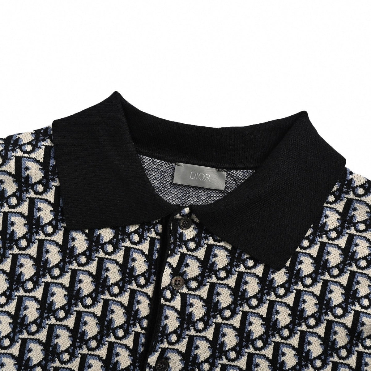 Oblique Jacquard Knit Polo