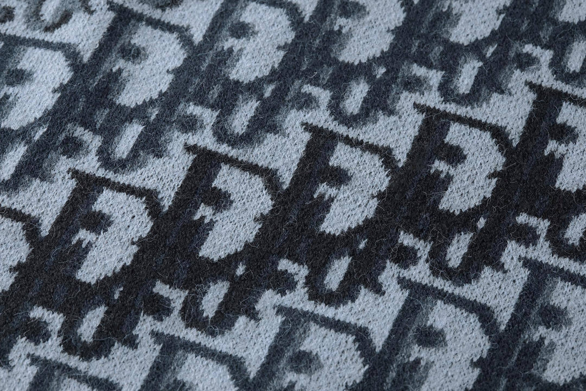 Oblique Terry Cotton Jacquard Crewneck | Blue