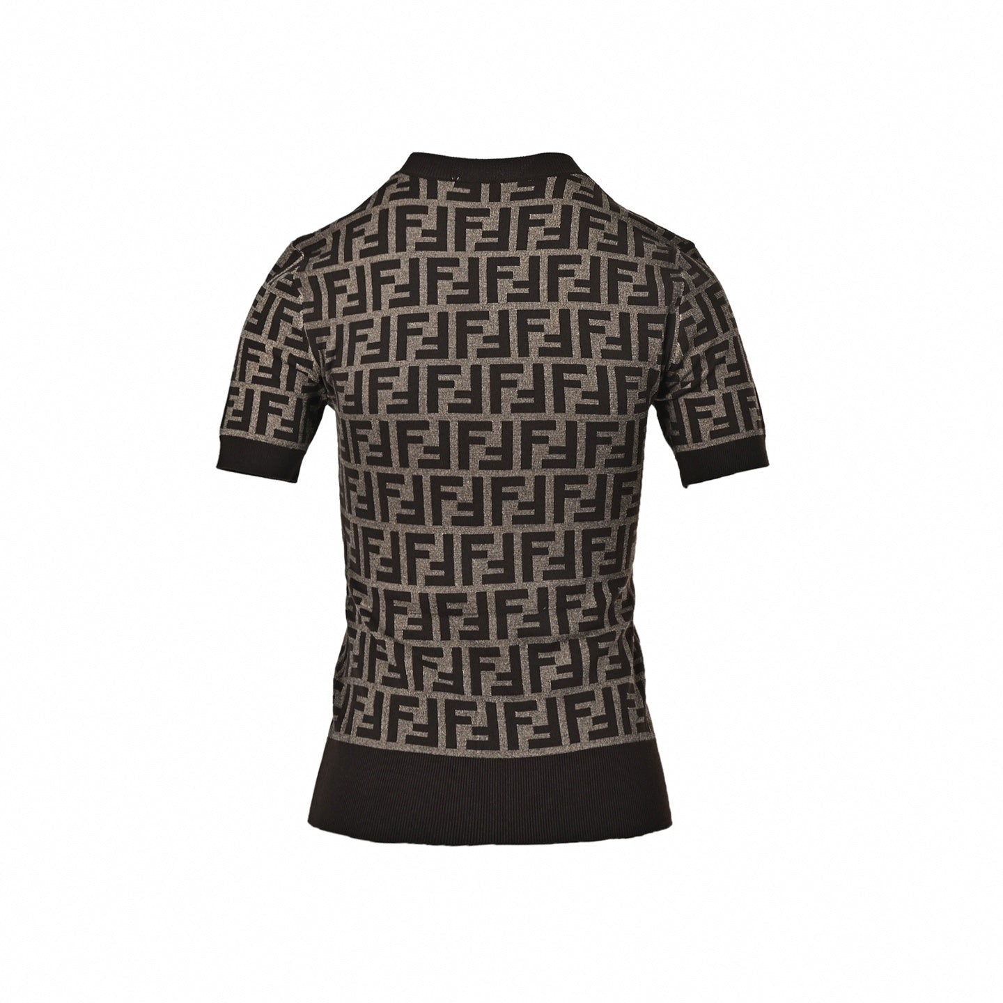 FF Monogram Knit T-Shirt | Brown & Black