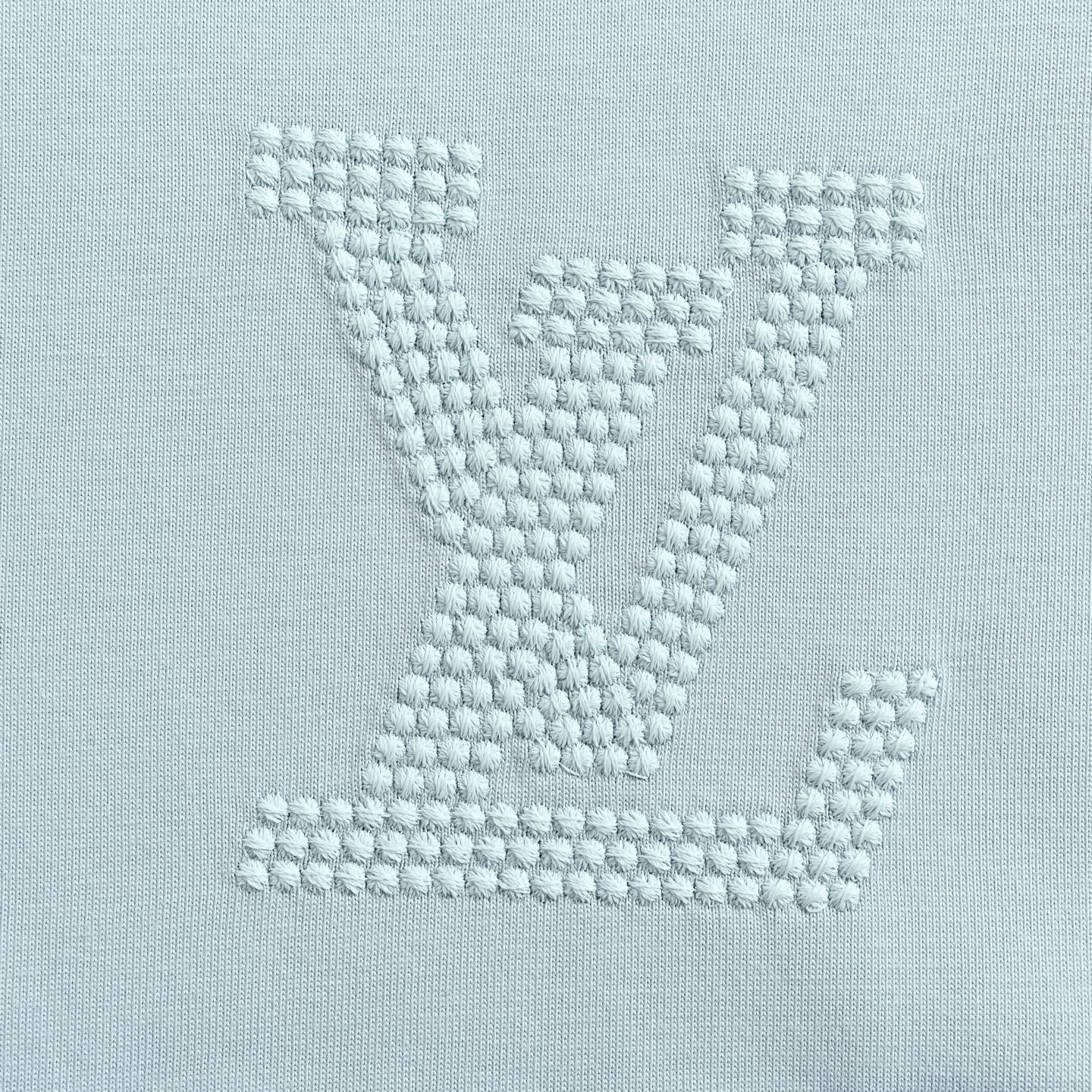 Textured LV Logo T-Shirt | Light Blue