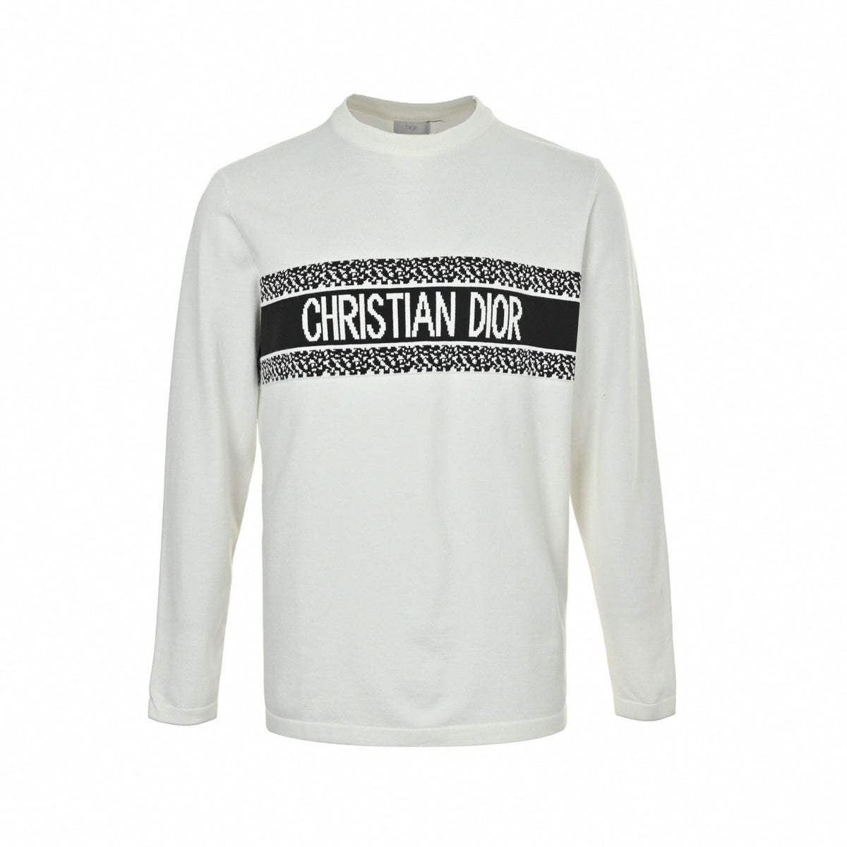 Signature Band Cotton Knit Crewneck | White