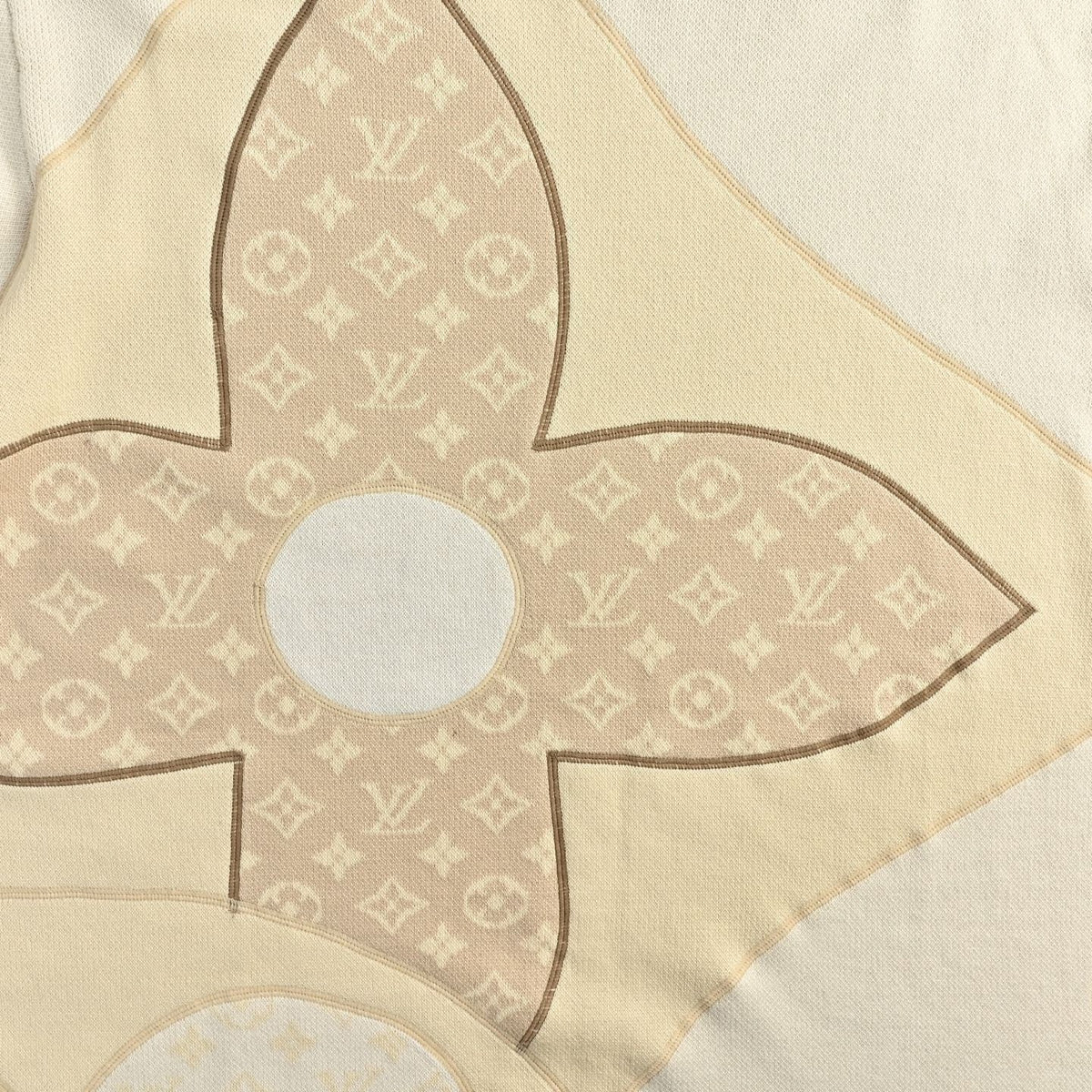 Oversized Monogram Flower Knit T-Shirt - Cream