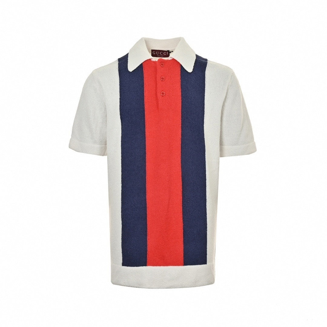 Terry Cloth Vertical Stripe Polo