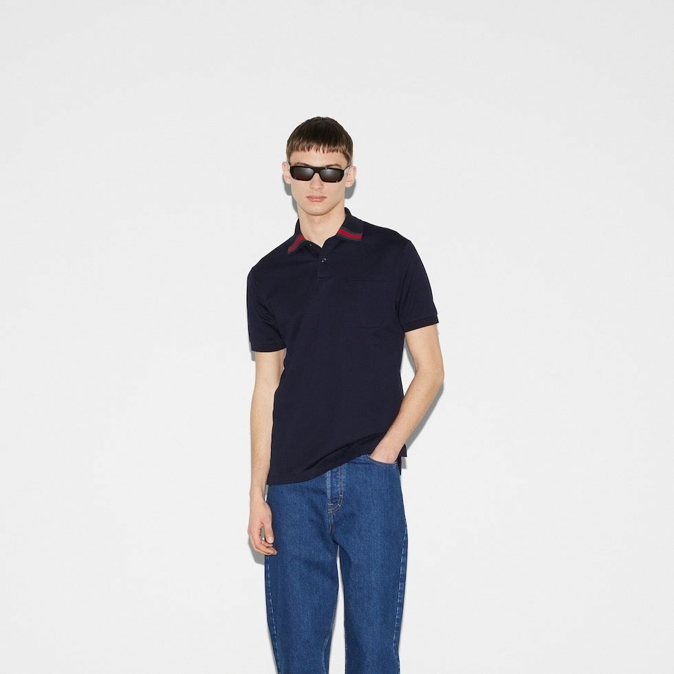 Web Stripe Collar Polo