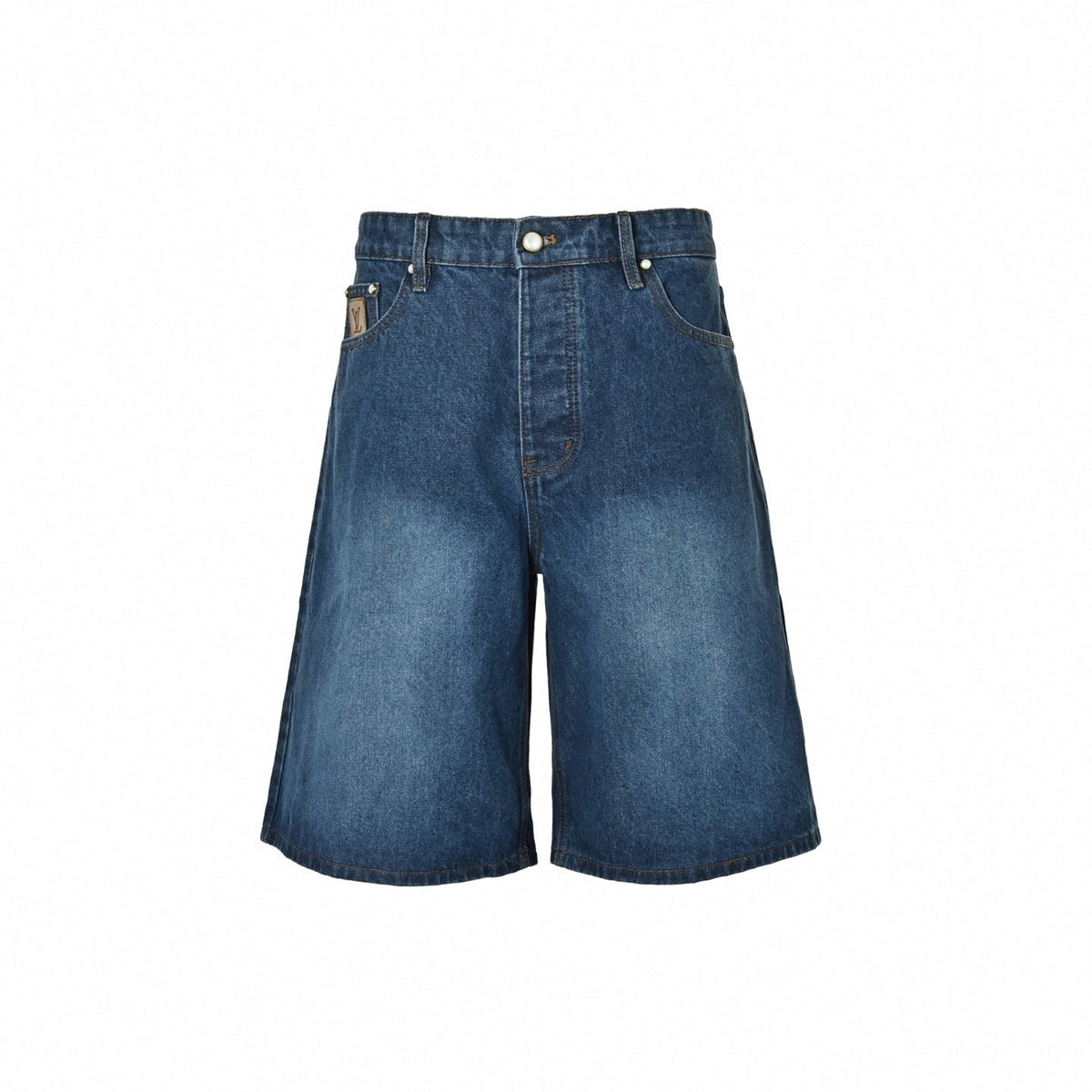 Embroidered LV Baggy Denim Shorts - Vintage Blue